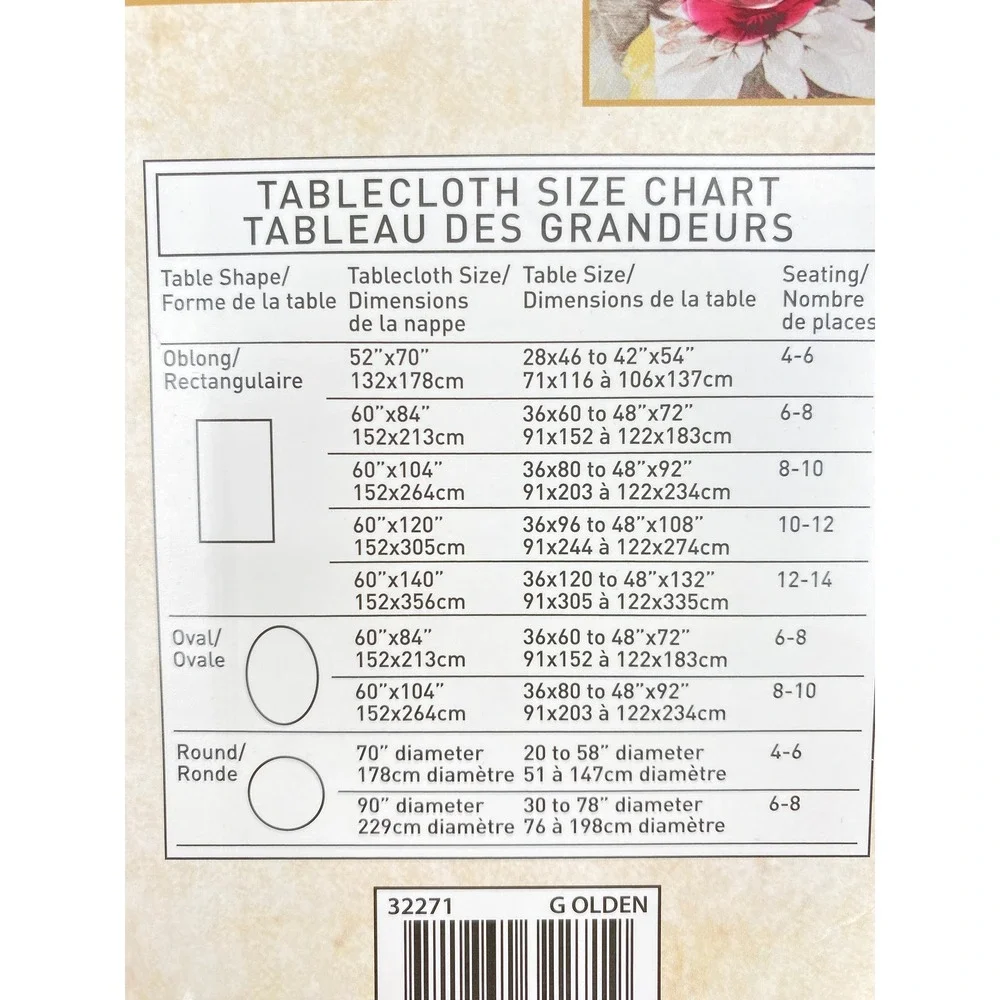 Benson Mills Fall Blossoms Tablecloth 60x84 Floral Spillproof Leaves Autumn